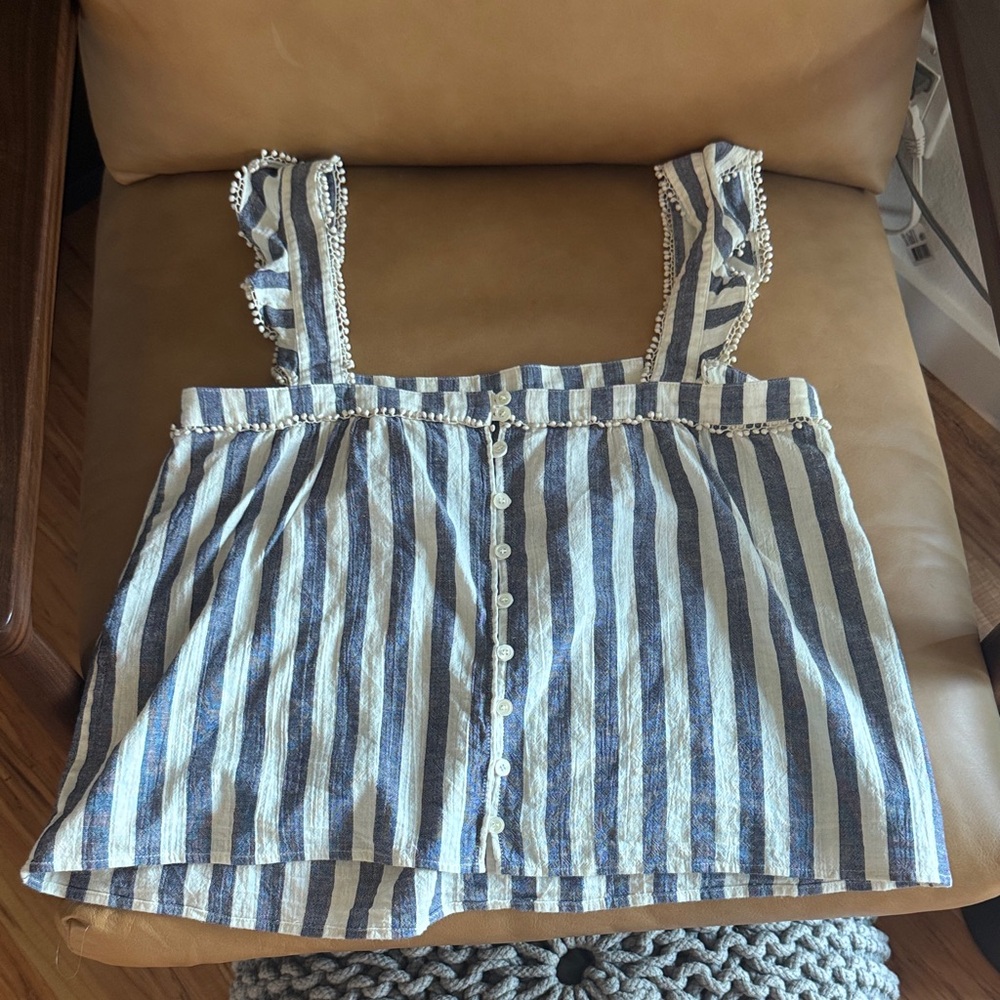 Sézane linen and cotton crop top